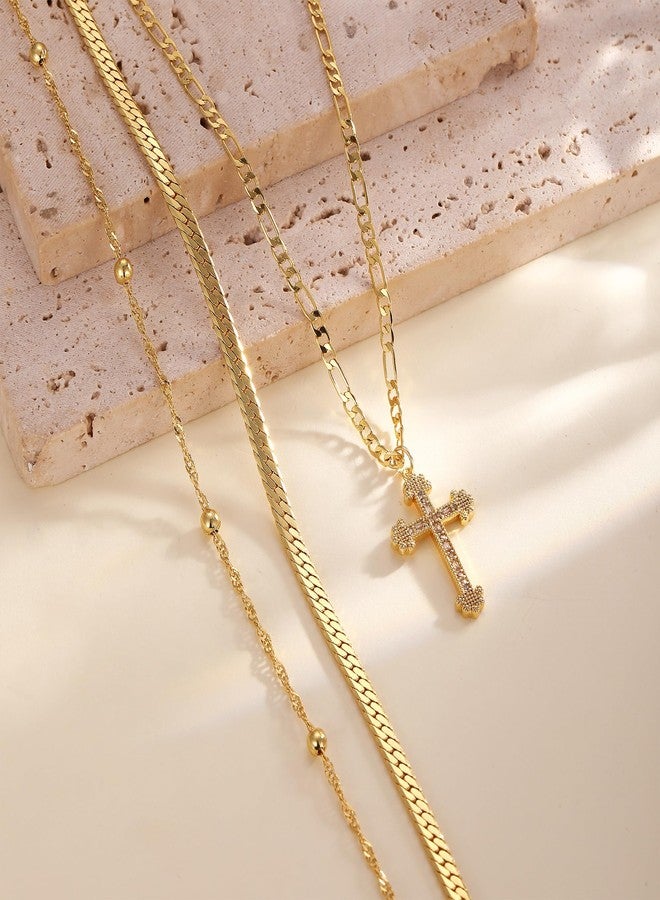 Amicon Gold Cross Necklaces for Women, Layered 14K Gold Plated Dainty Stacked Pendant Choker Trendy Cute Cross Charm Layering Faith Jewelry Set Religious Gift - Image 5